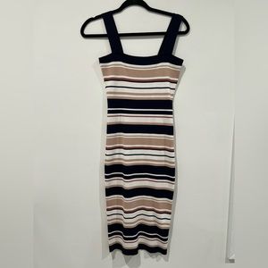 Bardot Stretch Knit Square Neck Midi Bodycon Dress